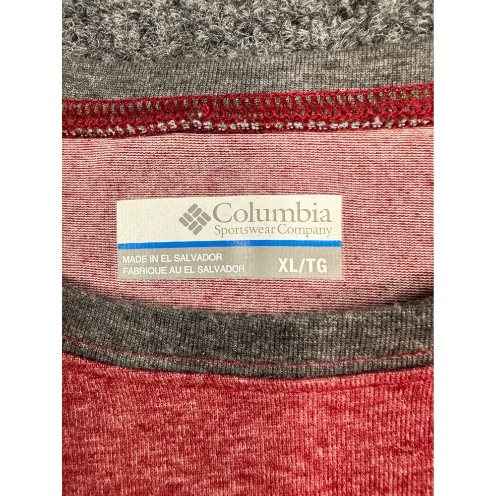 Columbia Omni-Wick Mens XL Long Sleeve Raglan Shirt Red Grey - Picture 2 of 7